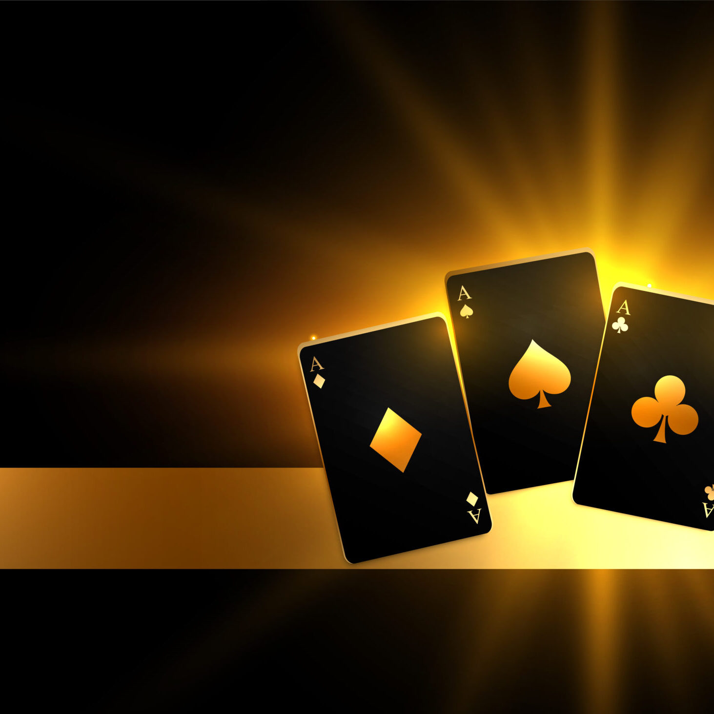 glowing golden paying cards casino background design